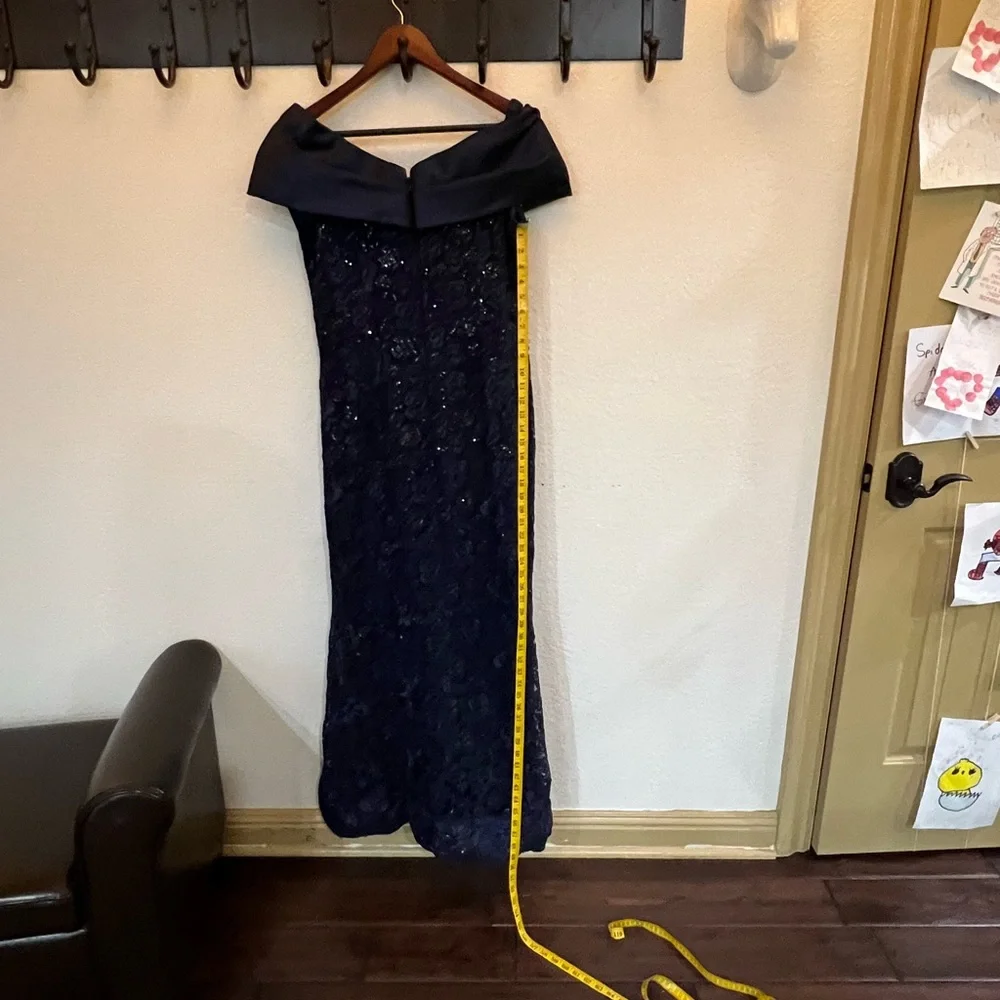 Teri Jon Rickie freeman Beautiful dress navy with the bow and lace - Picture 8 of 10